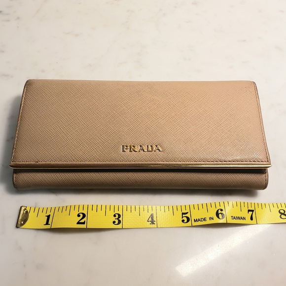 PRADA Saffiano Leather Gold Bar Flap Wallet with Detachable Credit Card ⦠- Picture 12 of 14